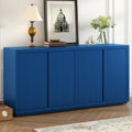 Distinctive Features Of A Four Door Cabinet Sideboard With Ash Veneer Suitable For Hallway, Entryway, Living Room Navy Blue Mdf