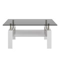 Rectangle Coffee Table, Tempered Glass Tabletop With Mdf Layer, Modern Table For Living Roomgray Glass Gray Tempered Glass