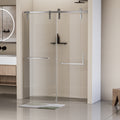 60 In. W X 76 In. H Frameless Soft Closing Shower Door, Single Sliding Shower Door, 5 16