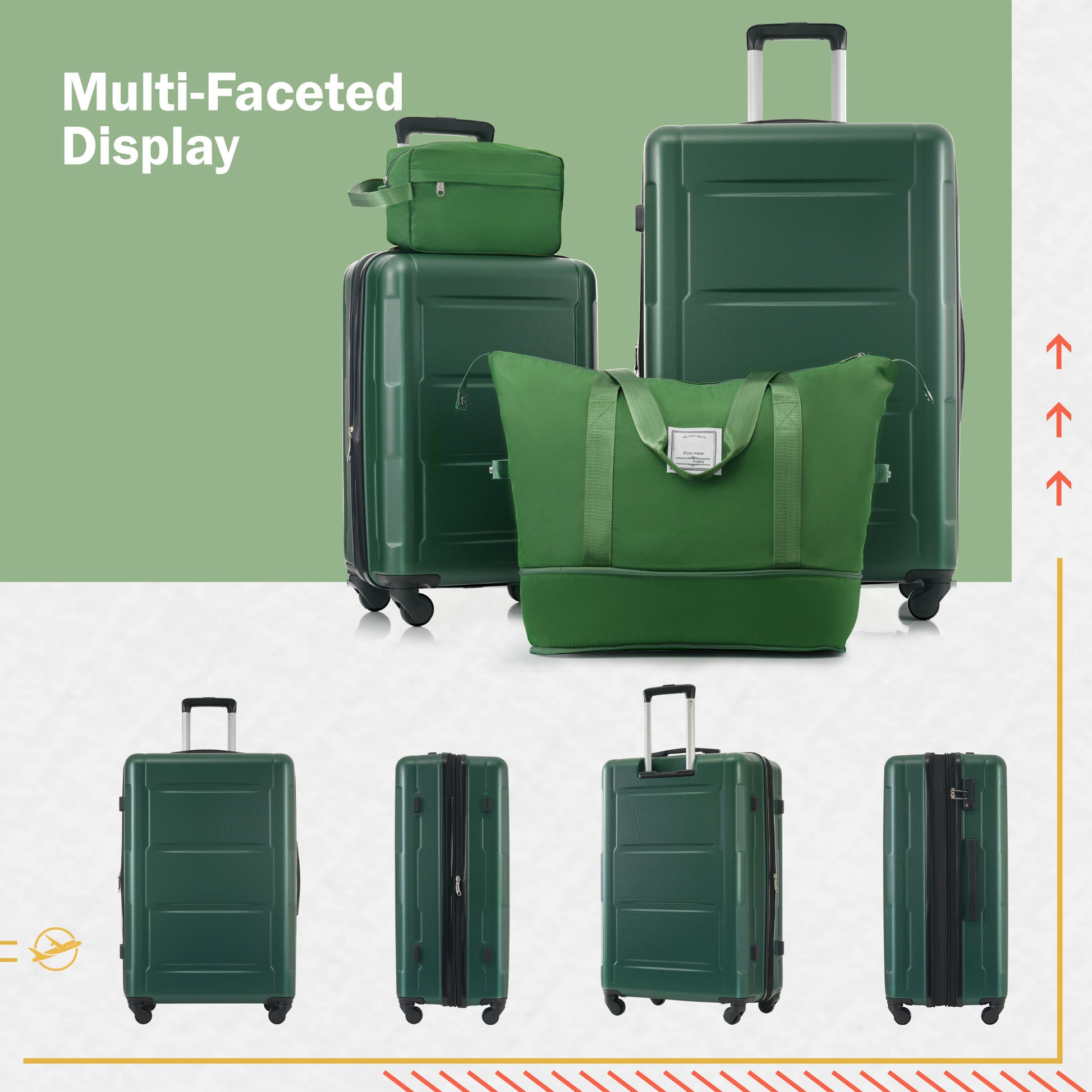 2 Piece Luggage Set With Bags Expanable Spinner Wheels Abs Lightweight Suitcase With Tsa Lock 20Inch 28Inch Green Abs