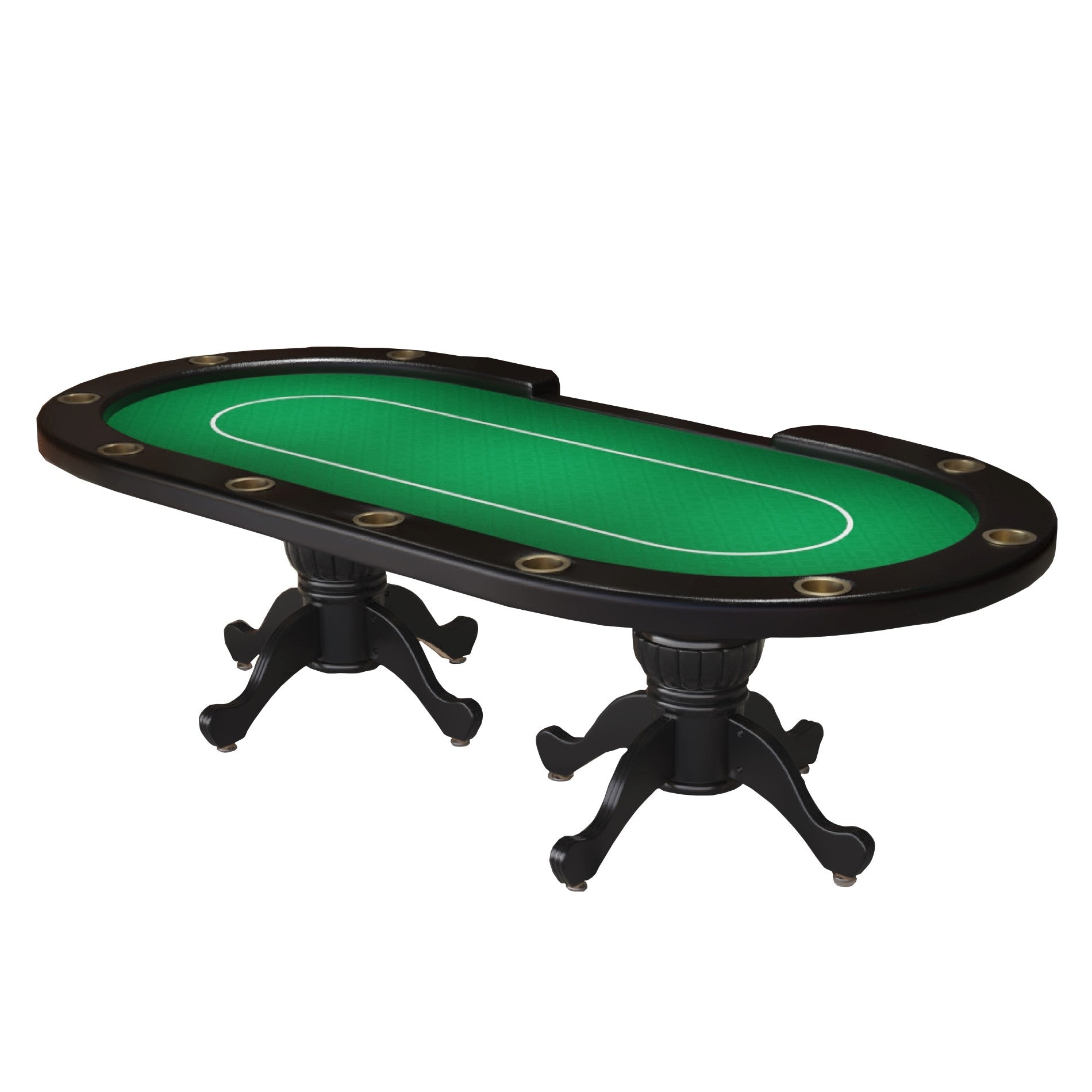96" Oval Aura Poker Table For 10 Players Texas Holdem Poker Card With Bet Line Felt Surface Jumbo Cup Holders Green Green Primary Living Space Modern Wood