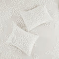 3 Piece Tufted Cotton Chenille Floral Comforter Set Off White King Cal King King Off White Cotton