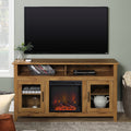Transitional Electric Fireplace Wood And Glass Tv Stand For Tvs Up To 65