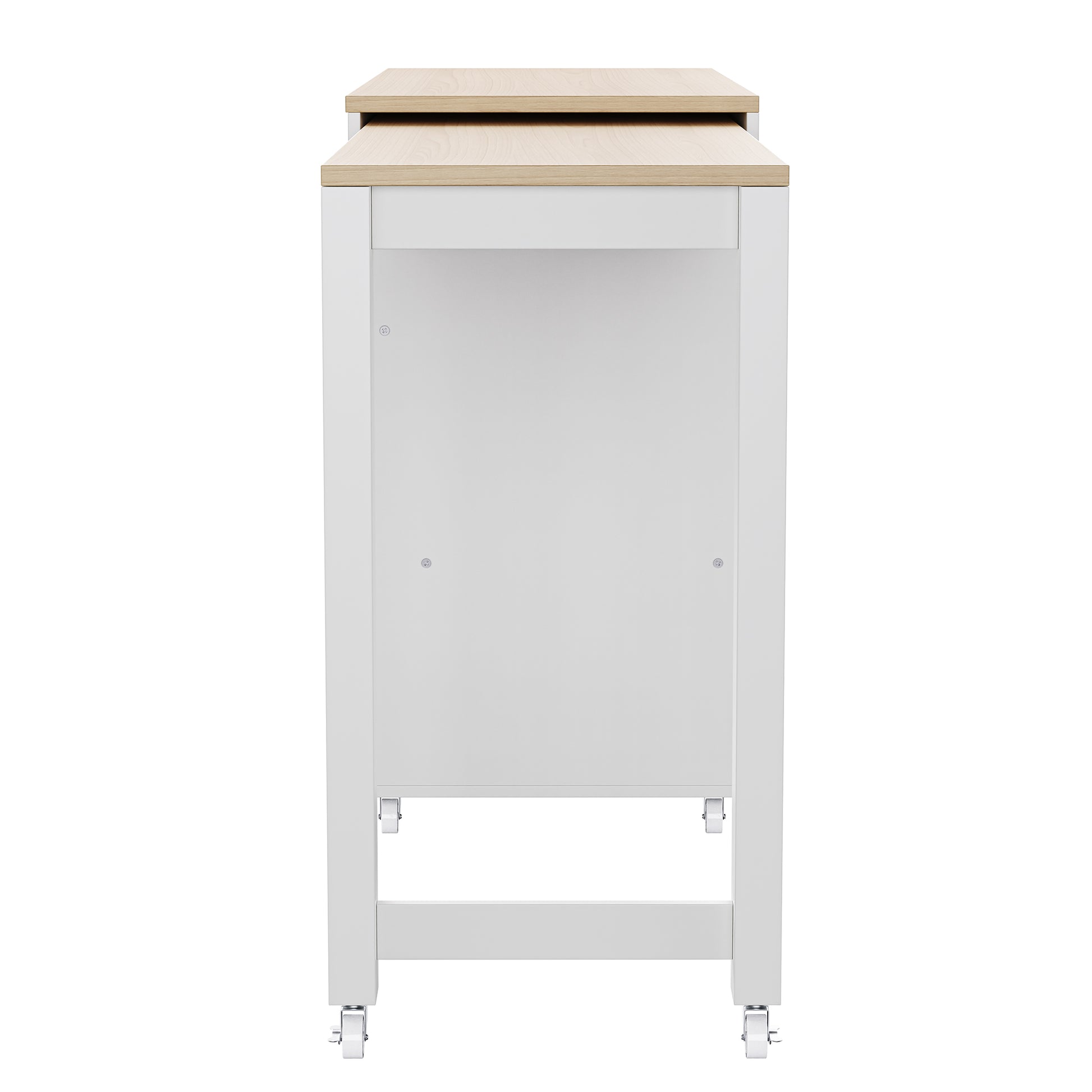 K&K 74.5 Inch Kitchen Island With Extendable Dining Tablerolling Kitchen Island On Wheels With Spice Rack And 2 Drawers, Kitchen Storage Cart With 4 Door Cabinet, For Kitchen, Dining Room, White Off