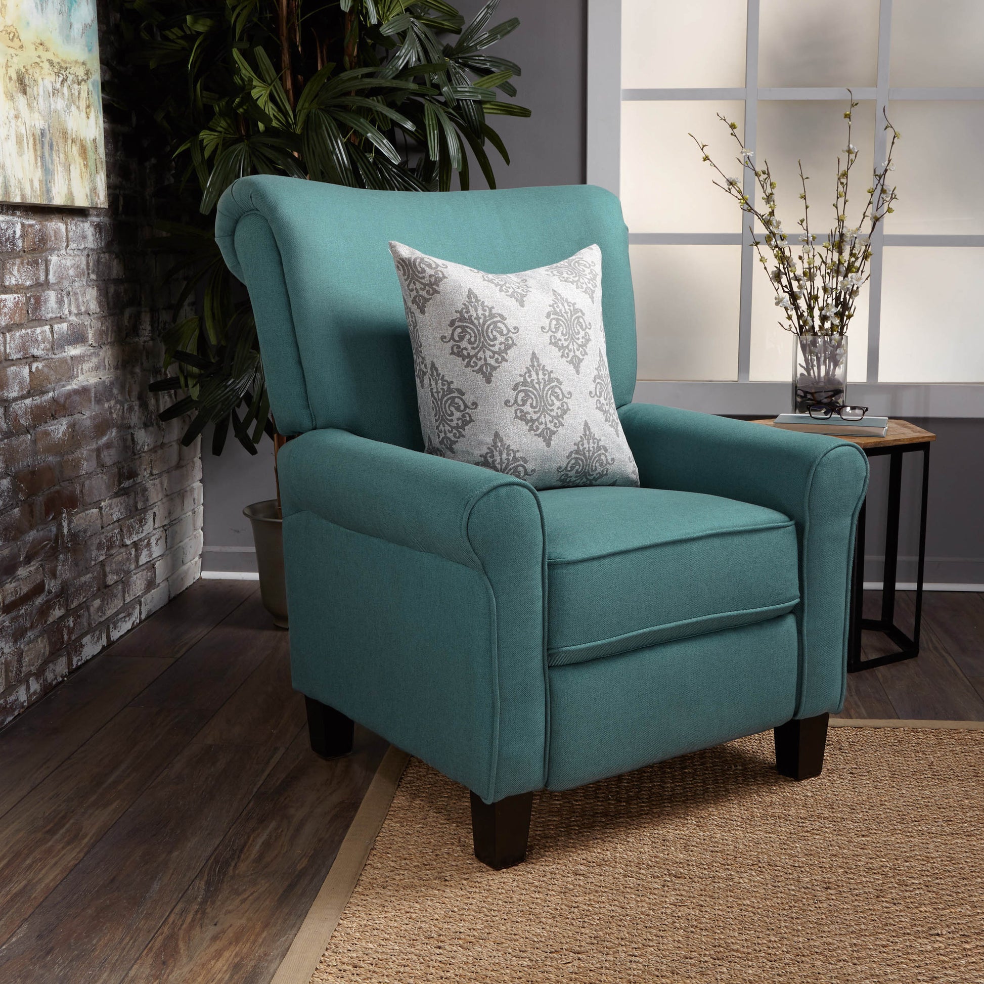 32.83" Wide Manual Standard Recliner Teal Fabric