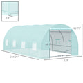 Outsunny 20' X 10' X 7' Walk In Tunnel Greenhouse, Garden Warm House, Large Hot House Kit With 8 Roll Up Windows & Roll Up Door, Steel Frame, Green Green Steel