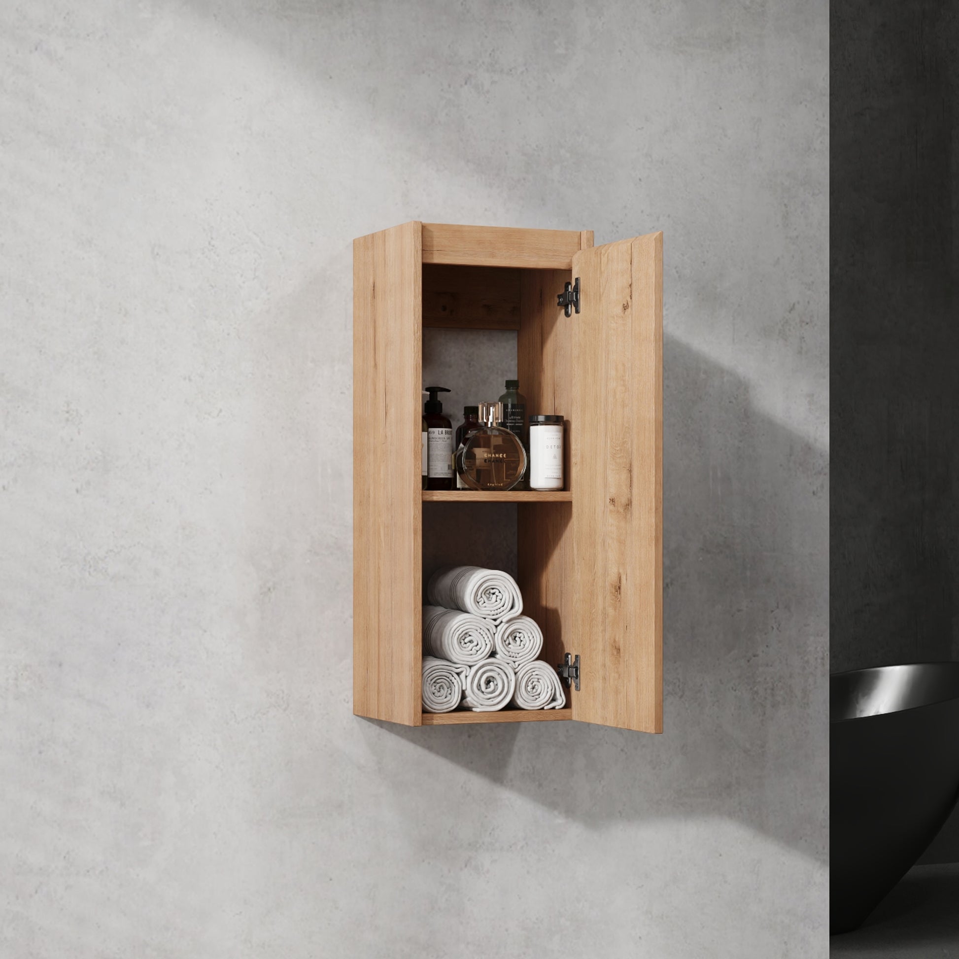 30" Wall Mounted Bathroom Vanity With Sink And Side Cabinet, Soft Close Doors,00112Imo 00630Imo Combination Cabinet Kd Packing Imitative Oak Bathroom Modern Plywood Plywood