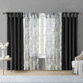 Twist Tab Lined Window Curtain Panel Black 50X120