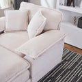 56.3 Inch Corduroy Single Sofa With 2 Toss Pillows And A Ottoman ,Comfy Sofa Deep Seat Couch For Living Room White Foam 1 Seat