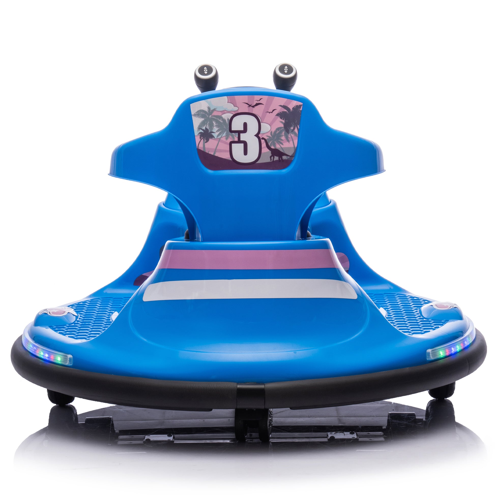 12V Kids Ride On Bumper Car W Parents Control,Rotate 360 Degrees,Two Handed Switch For Direction Control,Bumper Strip,Light Belt,Mp3 Music,Bluetooth,Provide A Speed Of 0.75Mph For Kids Of 2 5 Blue