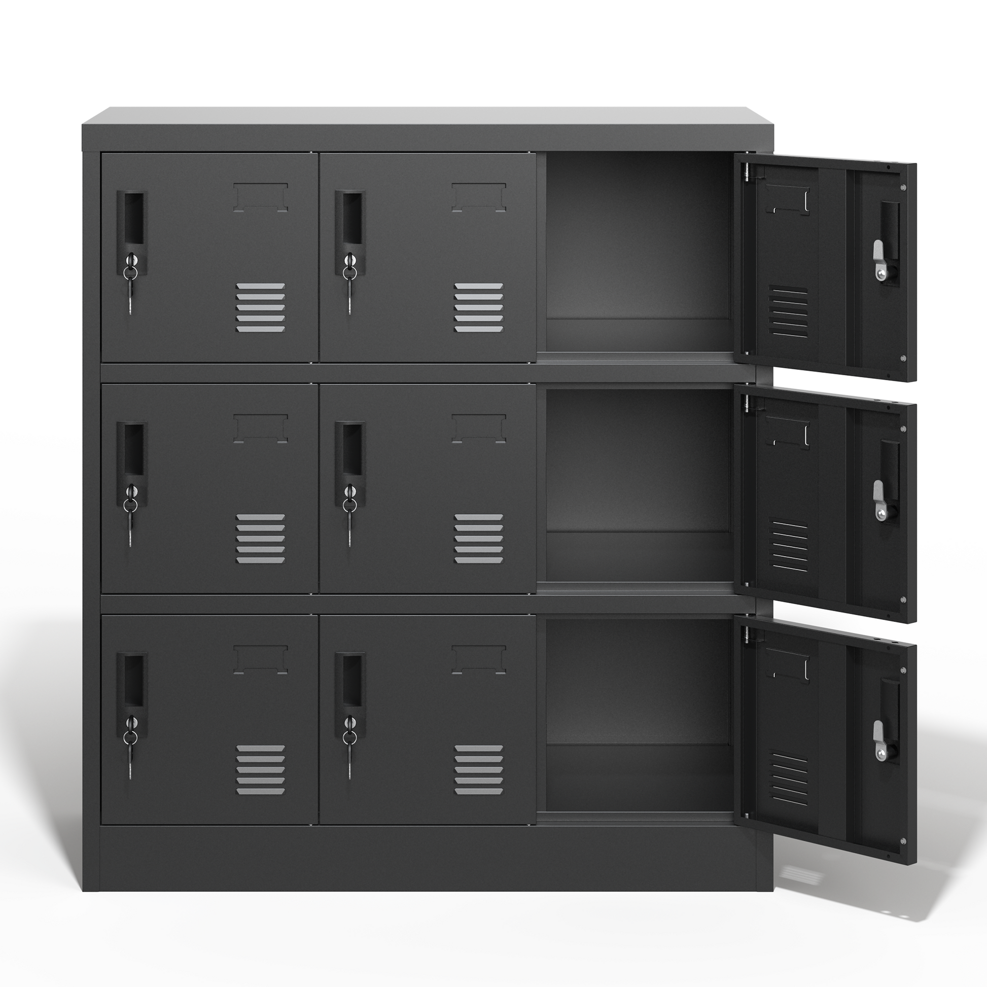 9 Door Employee Storage Locker, Metal Lockers For Office, Gym, School, And Homewith Card Slot Black Freestanding 5 Or More Spaces Powder Coated Black Gym Door Locks Modern Metal Metal