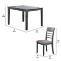 5 Piece Wooden Dining Table And Horizontal Slatted Back Chairs,Antique Gray Gray Wood