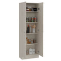 Virginia Double Door Storage Cabinet, Five Shelves 5 Or More Shelves Beige Primary Living Space Shelves Included Modern Mdf Engineered Wood