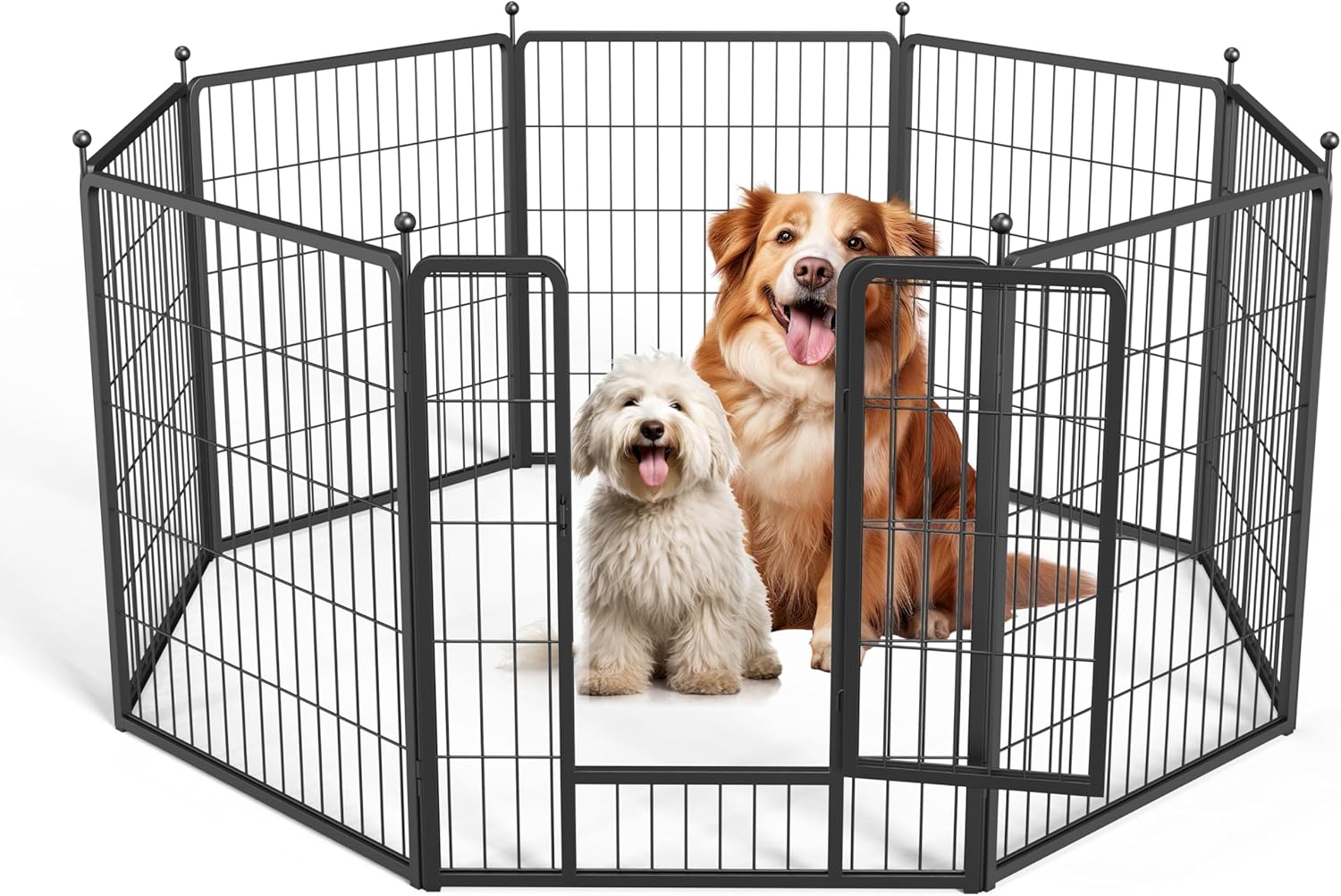 Dog Playpen, 32" Height 8 Panels Heavy Duty Dog Pen, Light Weight And Easy To Carry For Travel, Camping, For Small Medium Dogs, Black Black Metal