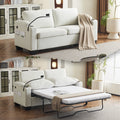 73.63*27.95 Pull Out Sofa Bed, Chenille Material, Pull Out Queen Sofa Bed With Memory Foam Mattress, For Living Room, Bedroom, Office, Apartment, White White Minimalist Chenille,Metal & Wood
