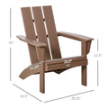 Outsunny Patio Adirondack Chair, Outdoor Hdpe Fire Pit Chair, Weather Resistant Outdoor Chair With High Back, Patio Chair For Deck, Garden, Backyard, Brown Brown Plastic