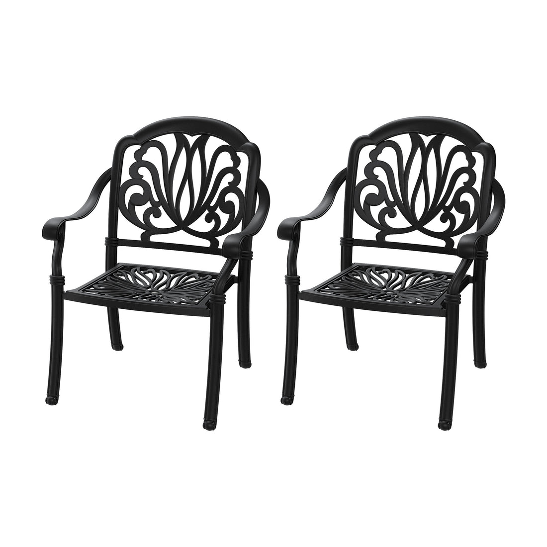 Cast Aluminum Patio Dining Chair 2Pcs With Black Frame And Cushions In Random Colors Yes Dining Set Black Rust Resistant Frame Water Resistant Cushion Garden & Outdoor Complete Patio Sets Aluminium