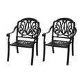 Cast Aluminum Patio Dining Chair 2Pcs With Black Frame And Cushions In Random Colors Yes Dining Set Black Rust Resistant Frame Water Resistant Cushion Garden & Outdoor Complete Patio Sets Aluminium