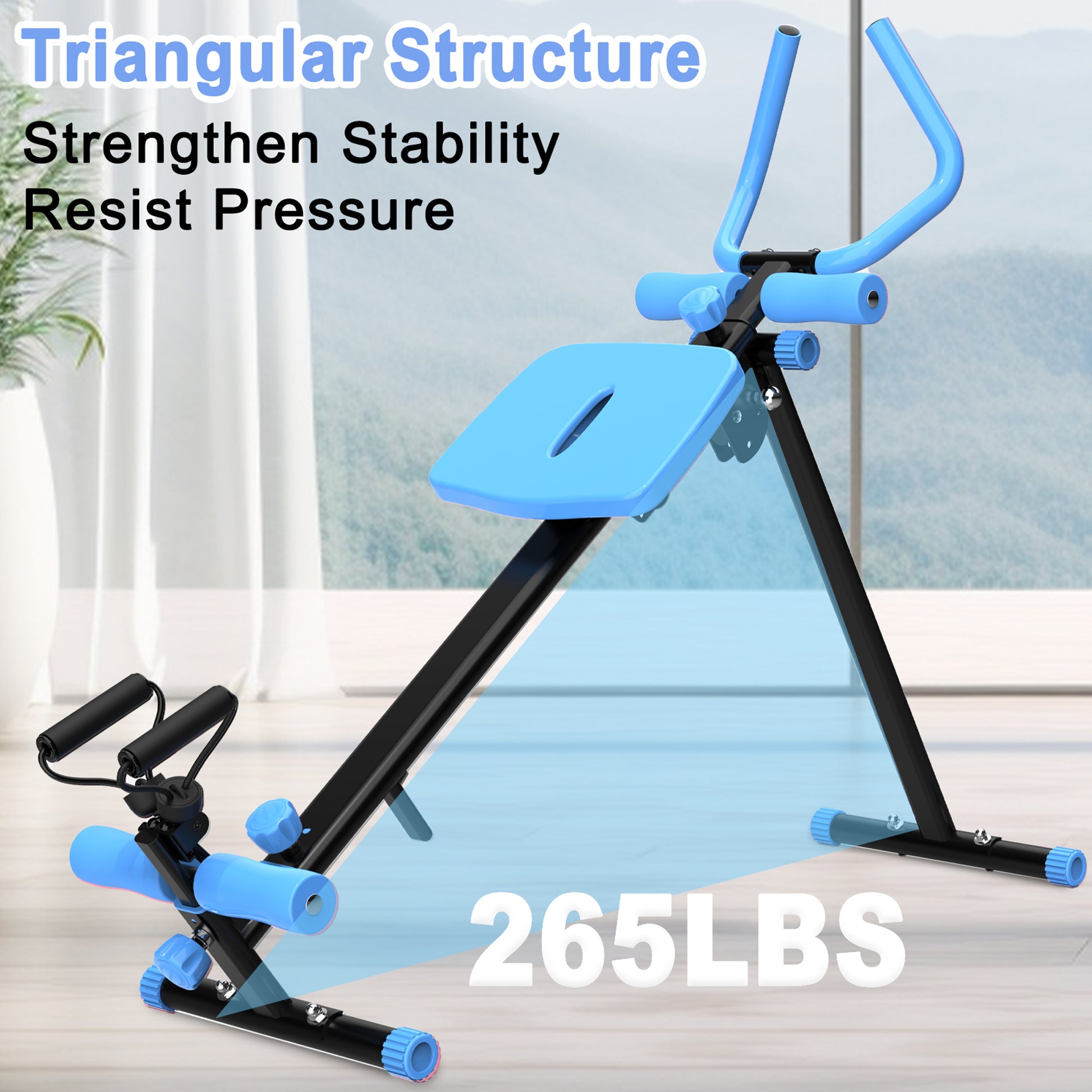 4 In 1 Ab Workout Exercise Equipment Rowing Machine Leg Press Machine Ab Glider Machine Roman Chair Fitness Equipment For Ab Workout Core Strength Training Black Blue Abs Rubber Steel Q235