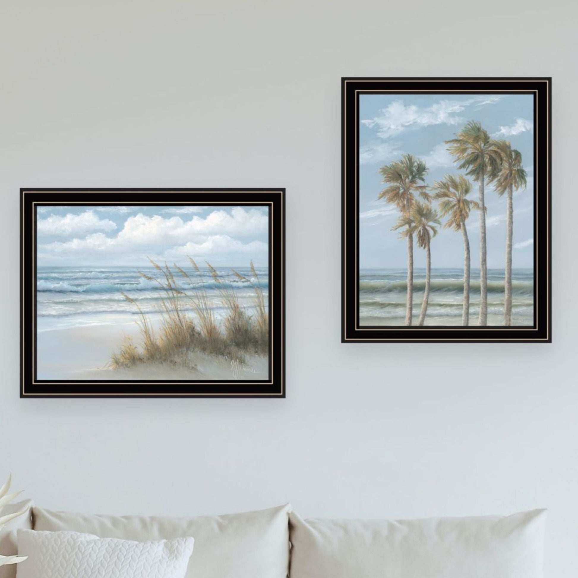 "Winds Of The Ocean Blowing The Palm Trees And Sea Oats" Framed Wall Art For Living Room, Wall Art Print For Home Decor, Bedroom Wall Art By Georgia Janisse Multicolor Wood Paper