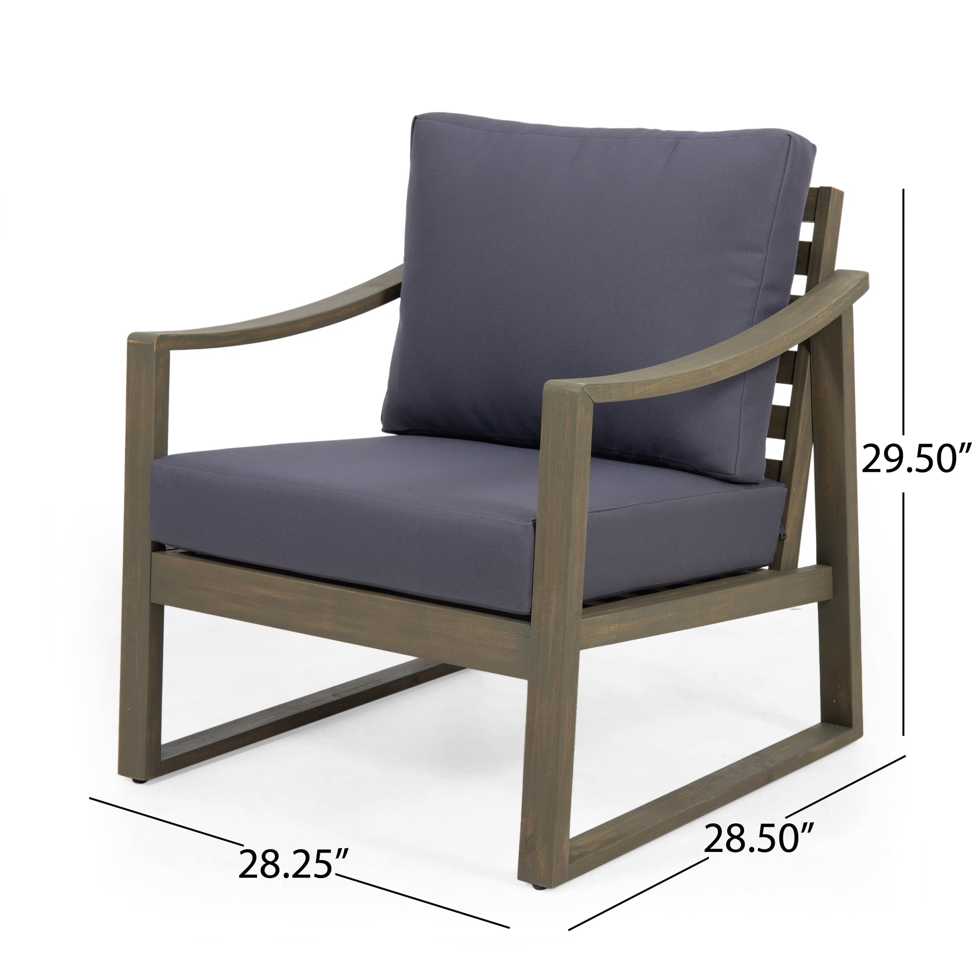 Samwell Club Chair Dark Grey Acacia Wood