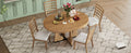 5 Piece Retro Rustic Functional Dining Set Unique Geometric Design, 1 Extendable Table With A 16 Inch Leaf And 4 Upholstered Chairs Ideal For Dining Room And Kitchen Natural Natural Solid Wood Mdf