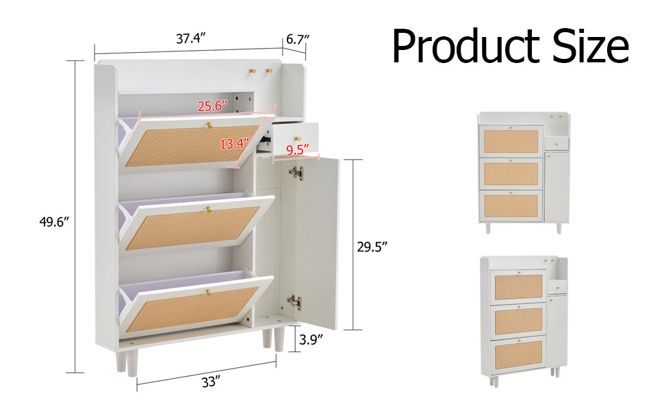 Modern Minimalist Storage Cabinet, Japanese Rattan Shoe Cabinet, Bed Top Cabinet, Small Home Furniture. Suitable For Corridors And Living Rooms. Gz Di 03 White Mdf