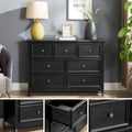 Modern 7 Drawers Dresser 7 Drawers Cabinet,Chest Of Drawers Closet Organizers And Storage Clothes Storage Drawers Cabinet For Living Room, Farmhouse Dresser Organizer Black Black Mdf