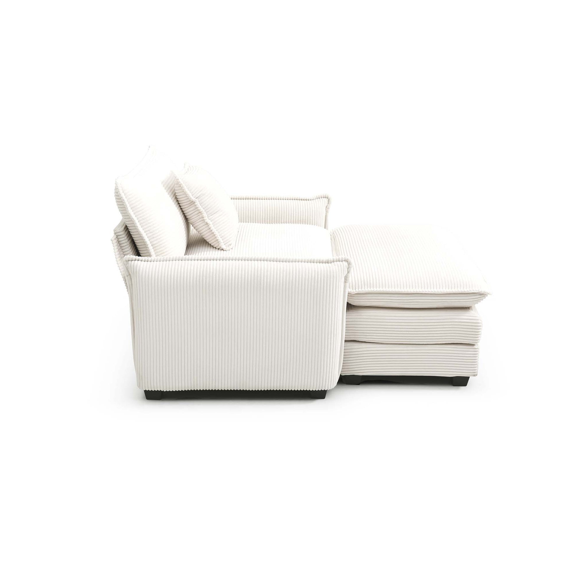Single Deep Seat Sofa With Footstool With One Pillow, Suitable For Living Room And Bedroom, Club Multiple Occasions,White Corduroy White Corduroy 1 Seat