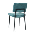 Modern Turquoise Simple Dining Chair Fabric Upholstered Chairs Home Bedroom Stool Back Dressing Chair Black Metal Legs Set Of 2 Metal Turquoise Velvet