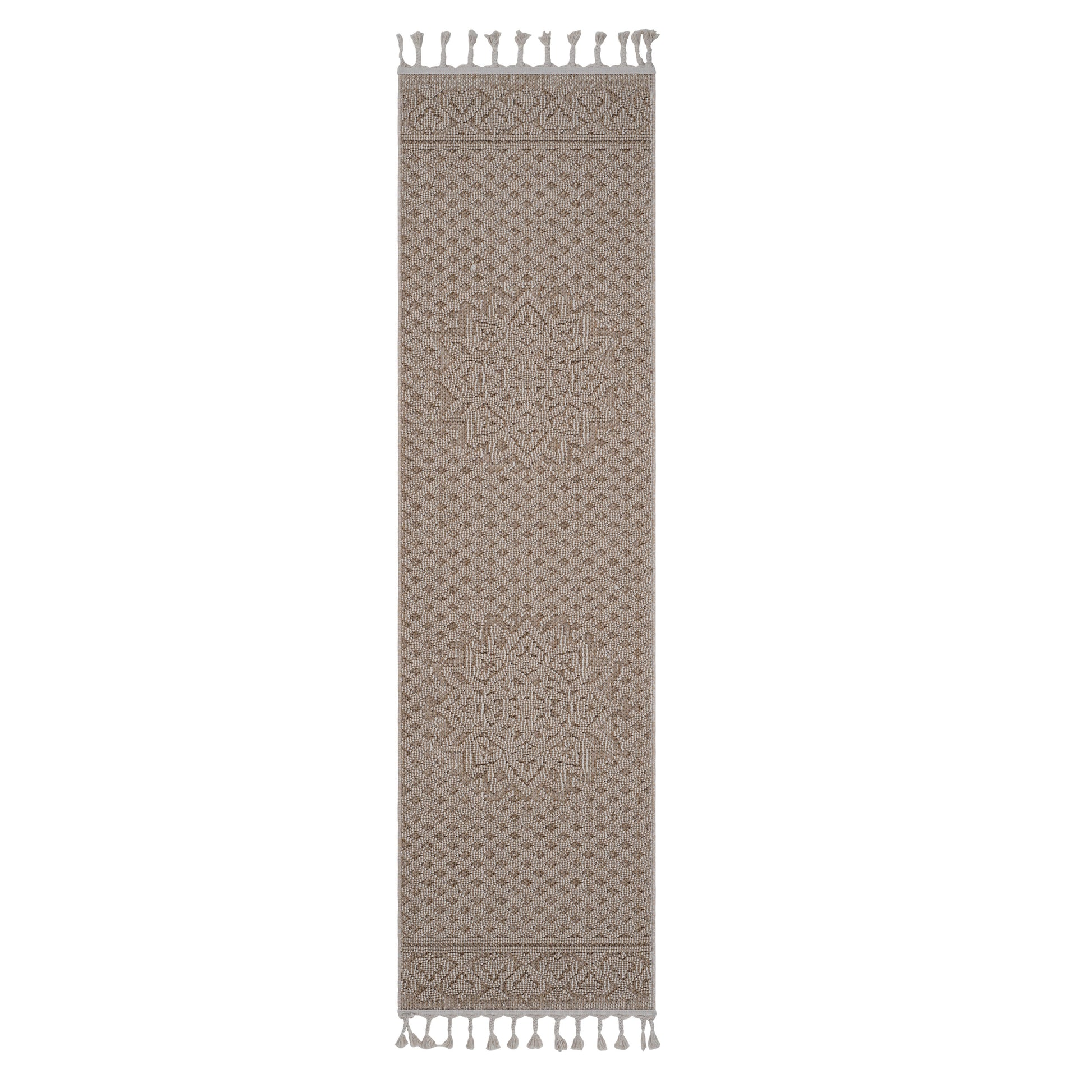 Naar Guros Collection 2X8 Beige Medallion Indoor Outdoor Area Rug Beige Polypropylene