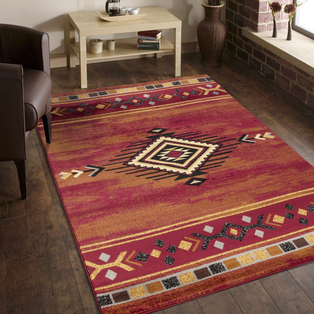 Tribes Gc Yls4002 Red 5 Ft. 3 In. X 7 Ft. 3 In. Southwest Area Rug Red Polypropylene