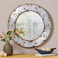 Mango Wood Aluminium Fitted Round Mirror Natural Wood