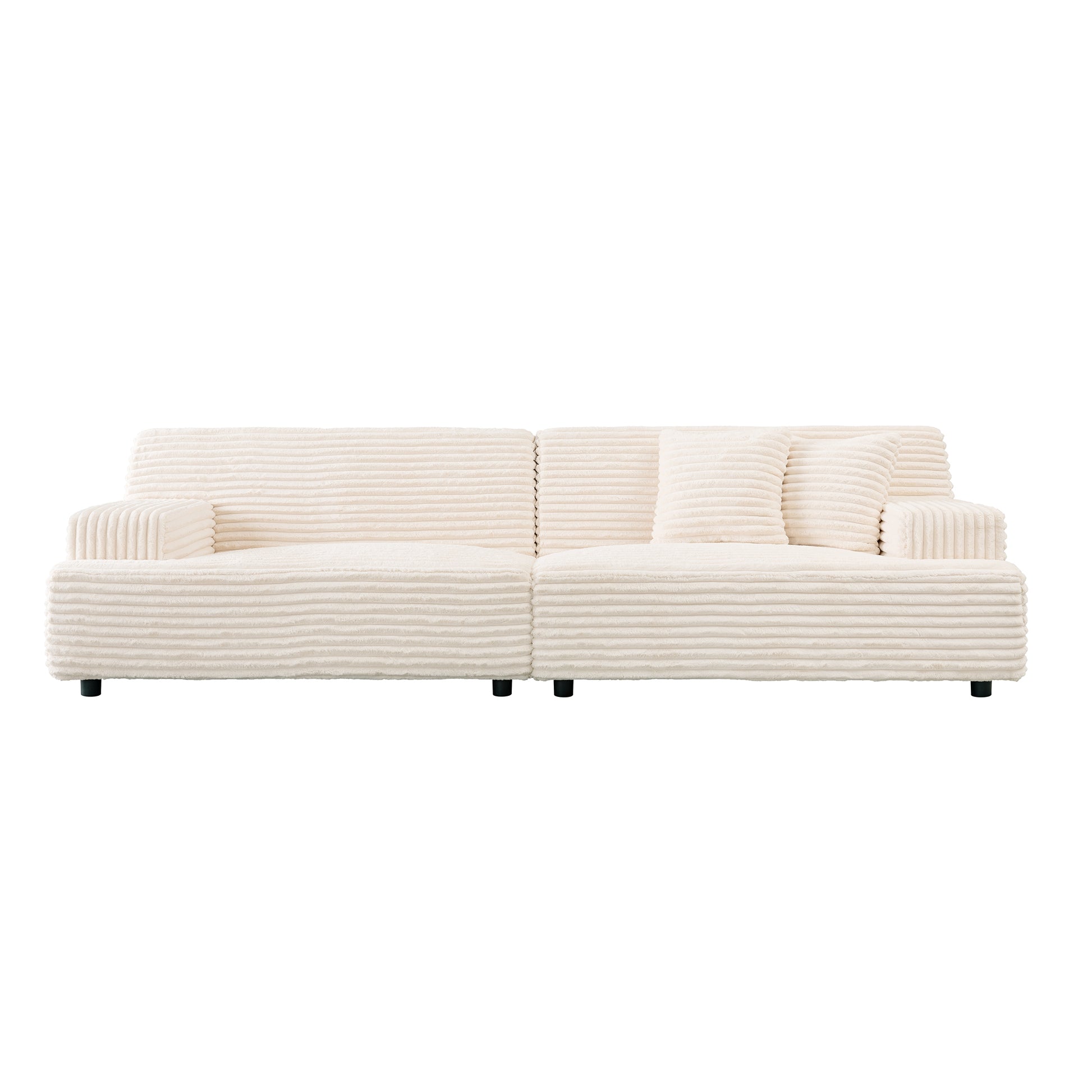 2291 Modern Sofa, Comfortable Cloud Sofa Soft Plush Corduroy Interior With Square Armrests, Living Room, Bedroom, Beige Beige Corduroy 3 Seat