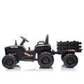 Ride On Tractor With Trailer,24V Battery Powered Electric Tractor Toy, 200W*2Motor 1.86 4.97Mph Remote Control,Electric Car For Kids,Three Speed Adjustable,Usb,Mp3 ,Bluetooth,Led Light, Safety Belt Black Polypropylene