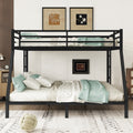 Metal Queen Over King Bunk Bed For Teens And Adults,Space Saving Noise Reduced No Box Spring Needed, Black Black Metal