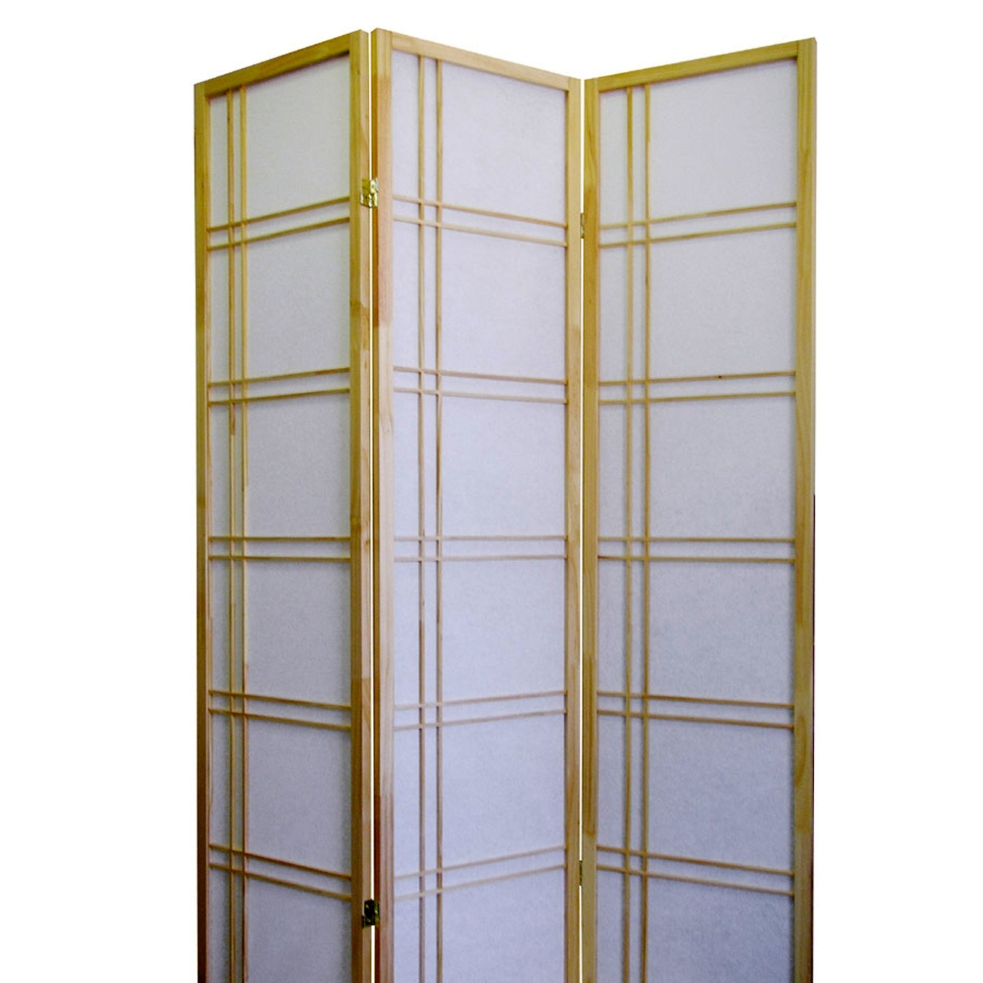 70" Tall 3 Panel Screen Room Divider "Girard" With Natural Wood Finish Multicolor Wood