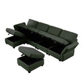 Adjustable Arms And Backs Modern U Shape Linen Couch Modular Sectional Sofa Couch With Storage Seat, Large Convertible Sofa With Reversible Chaise For Living Room Apartment Office, Green Green Polyester 4 Seat