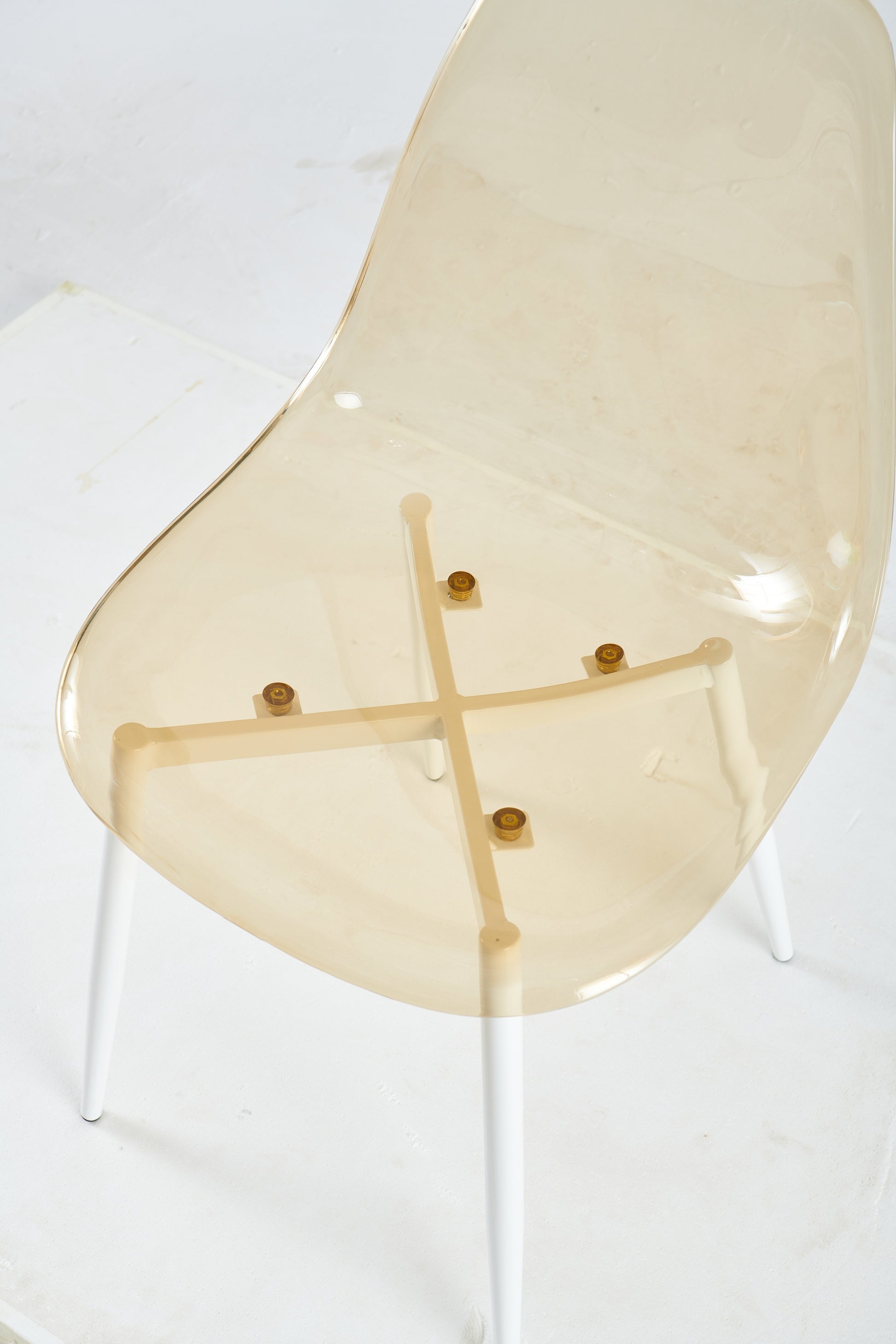Dining Chair,Set Of 4,Metal Leg,Plastic Seat,Transparent Yellow Yellow White Iron Plastic