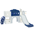 7 In 1 Toddler Slide Set, Freestanding Space Set With Slide, Kids Slide Playset Structure, Arch Tunnel And Basketball Hoop, Toy Storage Organizer For Toddlers, Kids Climbers Playground Blue 50 99 Lbs Cute 1 To 2 Years Hdpe Indoor & Outdoor Use