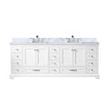White Double Bath Vanity 84 In. W X 22 In. D, Carrara Marble Top, And Faucet Set White Plywood Wood