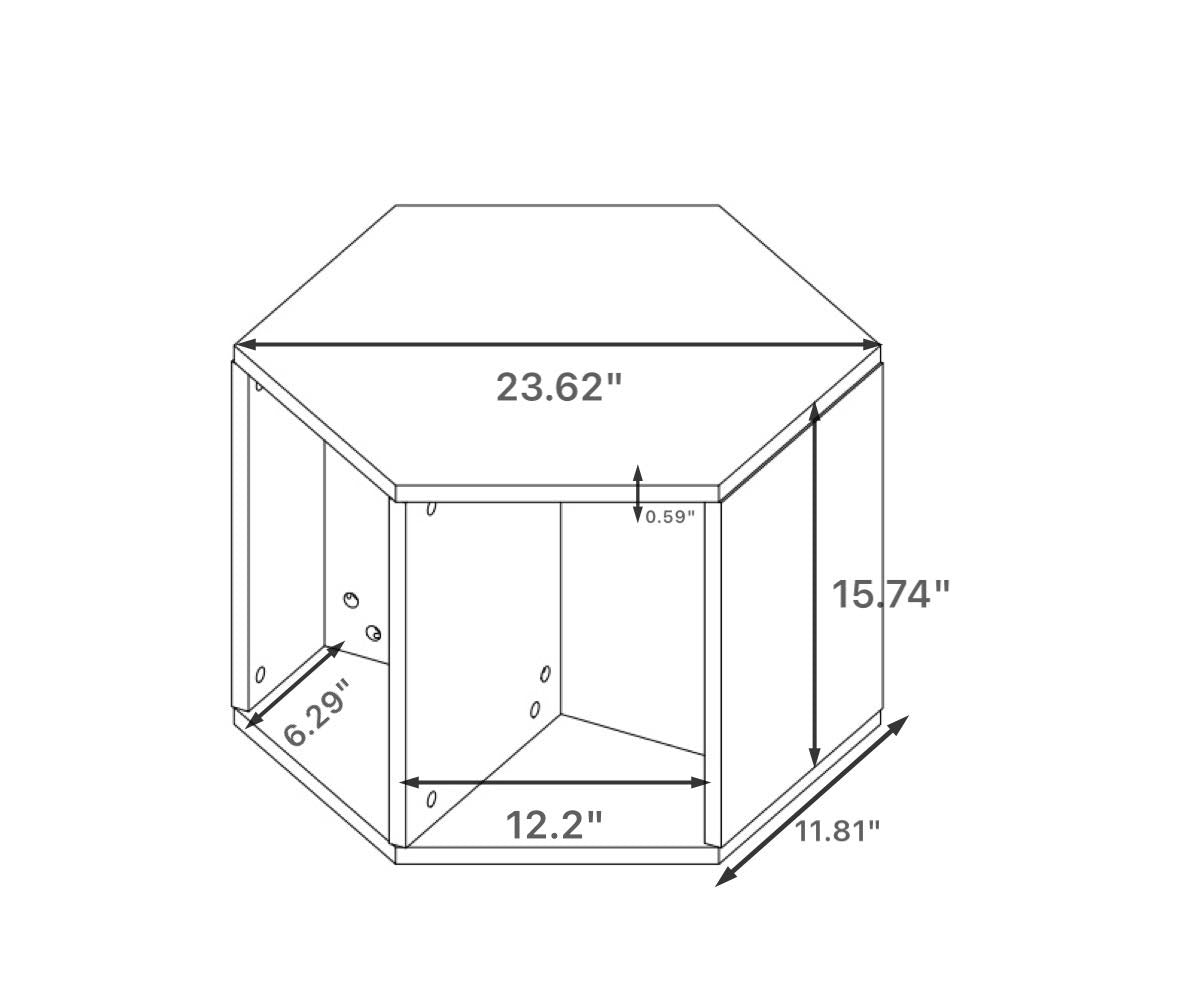 47.24'' Hexagonal Coffee Table Side Table Nightstand Antique Wood 2Pcs Antique Brown Mdf