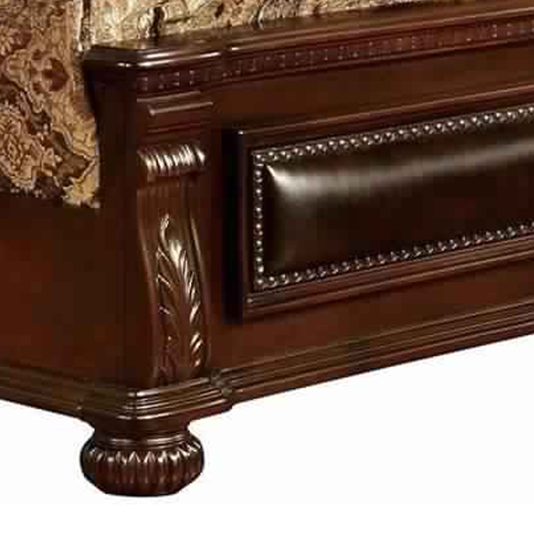 Traditional Eastern King Bed With Soped Headboard And Bun Feet,Brown King Brown Solid Wood