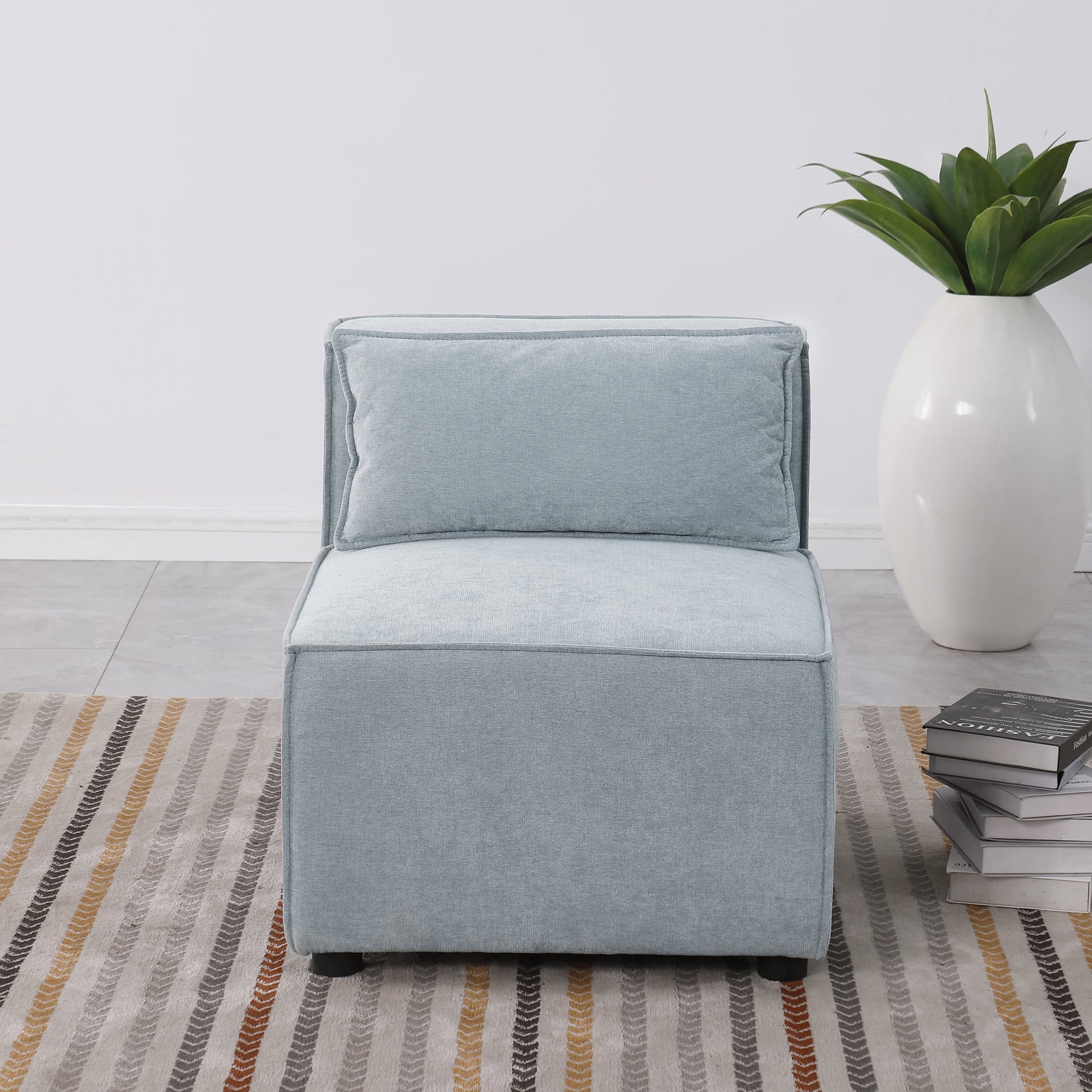 Modular Sofa Grayish Blue Chenille Fabric, Simple And Grand, The Seat And Back Is Very Soft. This Is Also A Knock Down Sofa Wood Primary Living Space Medium Duty Eucalyptus 1 Seat Grayish Blue Chenille Medium Soft Cushion Back American Design L Shaped