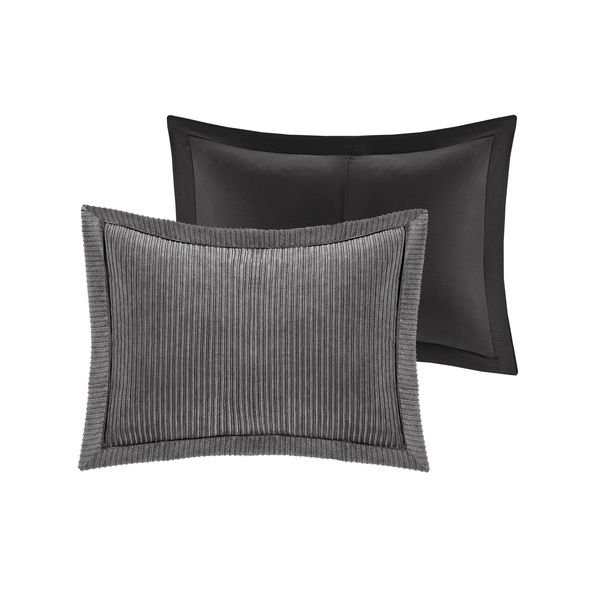 7 Piece Micro Corduroy Comforter Set Grey Queen Grey Polyester