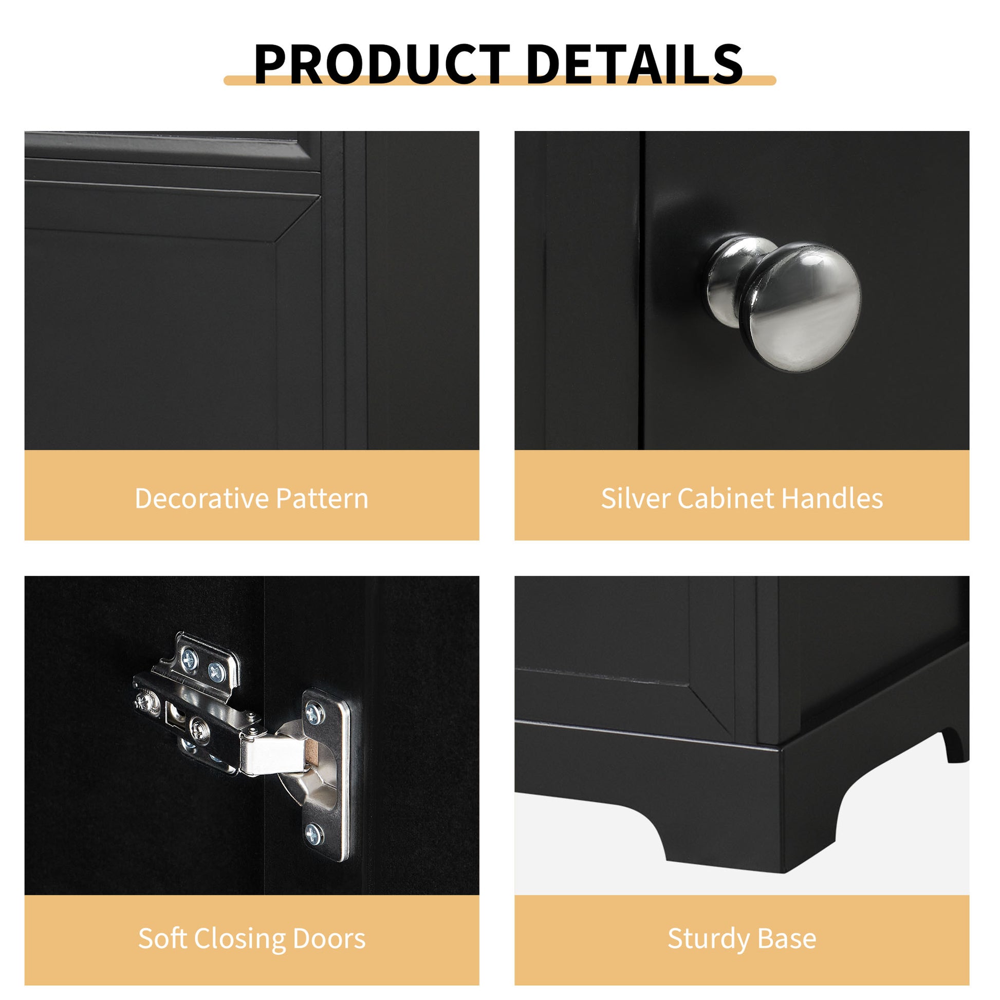 20" Bathroom Vanity With Sink, Bathroom Cabinet With Soft Closing Door, Storage Rack And Adjustable Shelve, Black Black Mdf