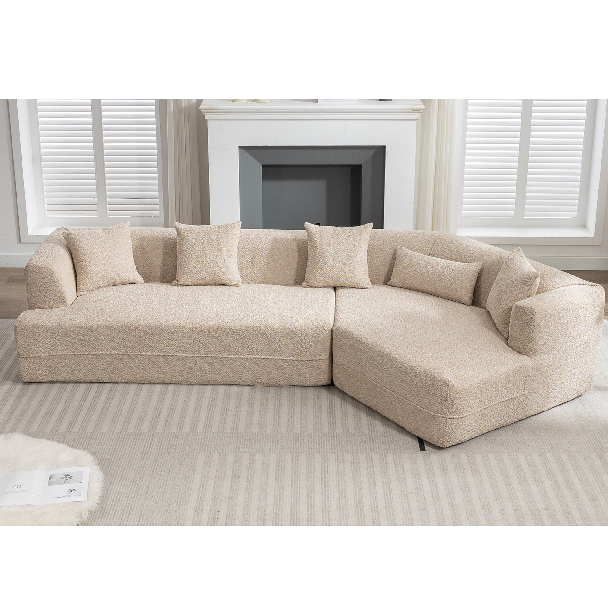 And Upgraded Extended Edition Modular Sofamodern Minimalist Style Sofa, Upholsteredfree Combination, Round Fiber Fabric, Anti Wrinkle Fabric,Dimension Extension,Brown Light Brown Polyester Primary