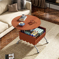 Round Lift Top Coffee Table With Wheels, Metal Frame And Multi Color Lighting In 27.6