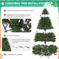 9Ft Artificial Christmas Tree, Premium Unlit Hinged Full Tree With 3655 Branch Tips, Metal Stand, Hinged Structure, Easy Assembly Festival Celebration Xmas Tree For Home, Office, Party Green Pvc