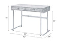 Tigress White Printed Faux Marble Top & Chrome Finish Writing Desk White Faux Marble